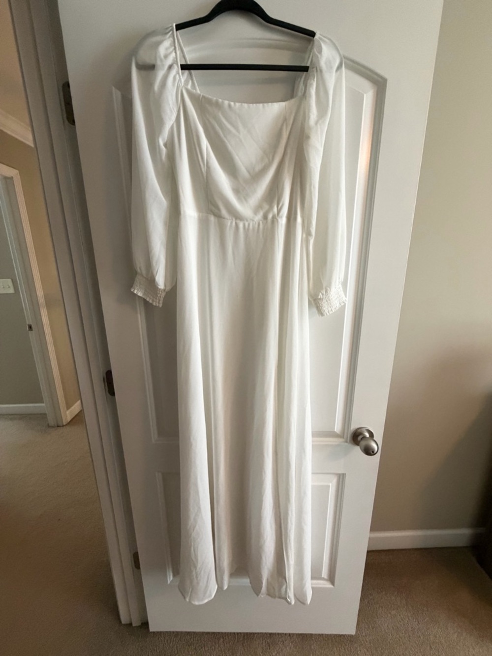 Baltic Born White Square Neck Long Sleeve Maxi Dress
